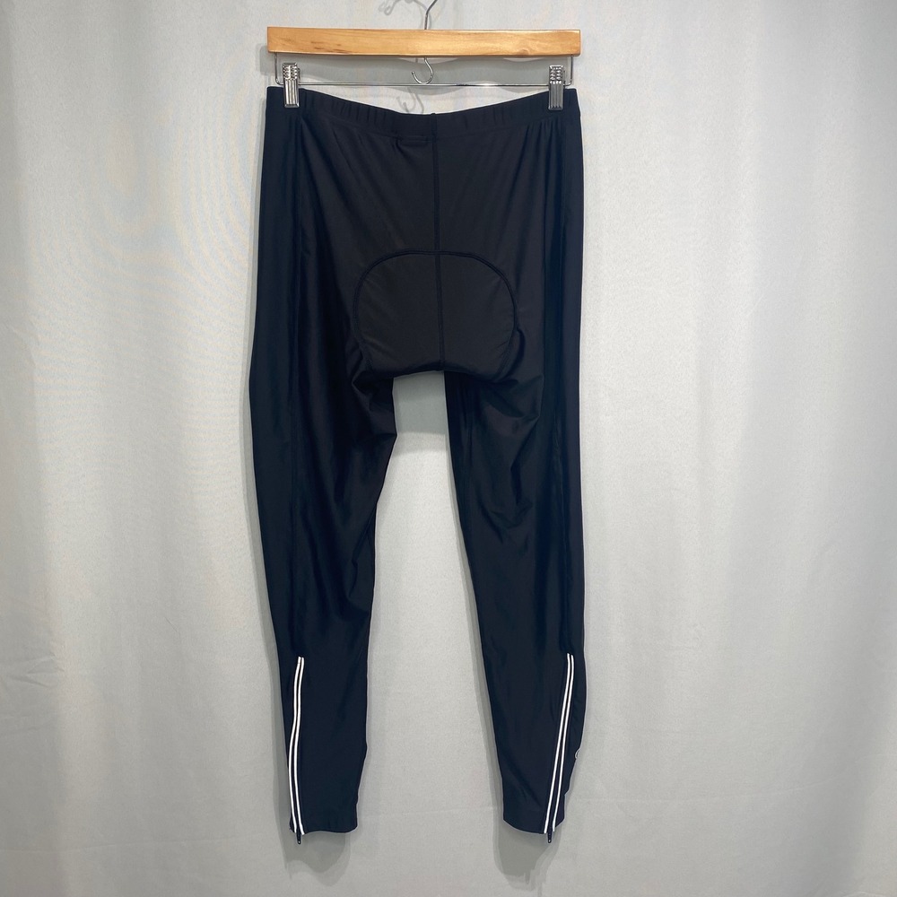 Canari Women Large Black Gel Padded Cycling Tights Ankle Zip Bike Pants RN109814
